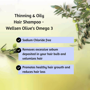 Buy1 Free 1 Thinning & Oily Hair Shampoo- Wellsen Olive's Omega 3 375ml