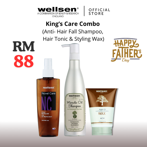 King’s Care Combo - Anti-Hair Fall Shampoo,Hair Tonic & Styling Wax