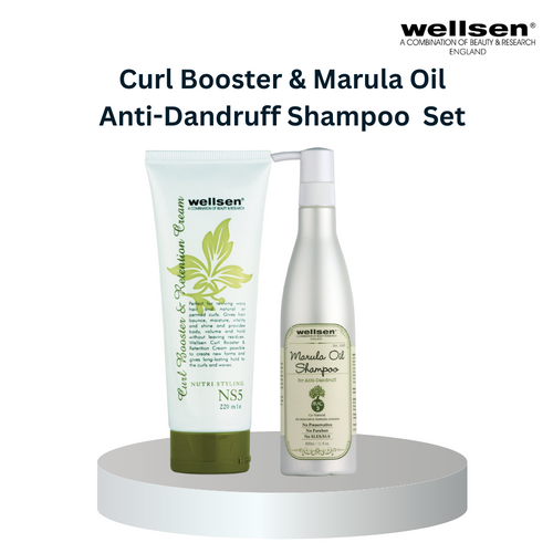 Bundle Nutri Styling Curl Booster 220ml and Anti-Dandruff Shampoo - Wellsen Marula Oil 325ml